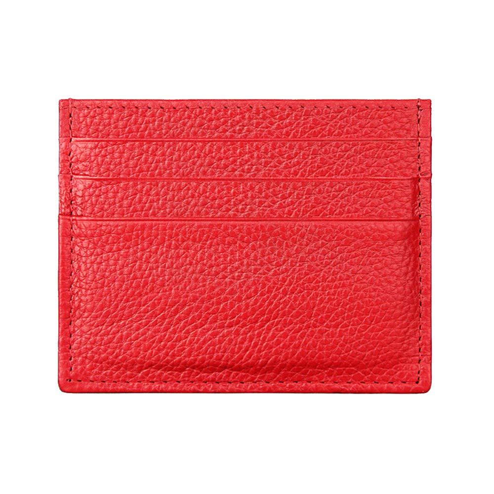 Hibate Genuine Leather Women Girls Slim Credit Card Case Holder Sleeve Wallet - Red