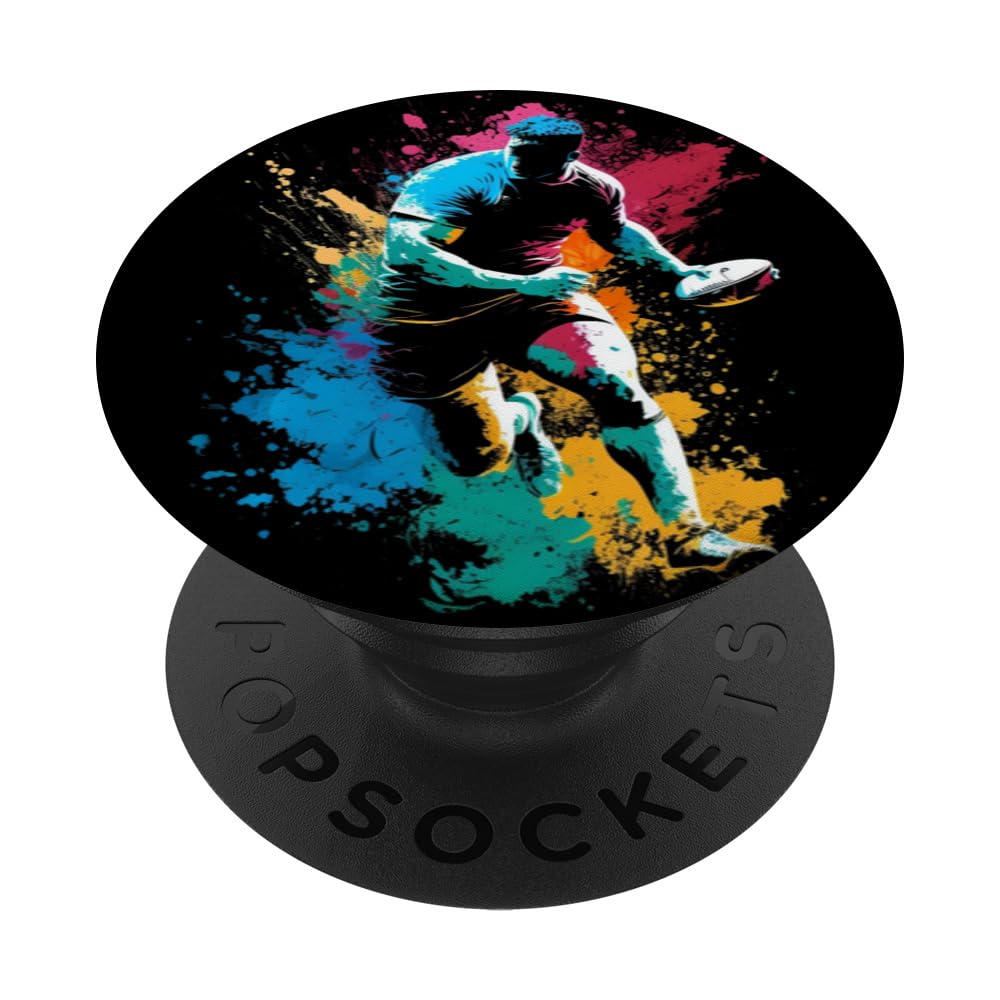 Rugby Splash Art Rugger Retro Rugby Player PopSockets Swappable PopGrip