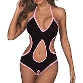 LINNSUJH Women's Sexy Extreme Micro Bikini Monokini Cutout Mini Swimsuit Open Back Bathing Suit One Piece Lingerie