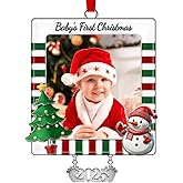 Baby's First Christmas Photo Ornament 2025,My 1st Christmas Xmas Tree Picture Frame for Newborn Metal Picture Ornaments Newborn Baby Xmas Tree Decor Baby Christma Keepsake Gifts