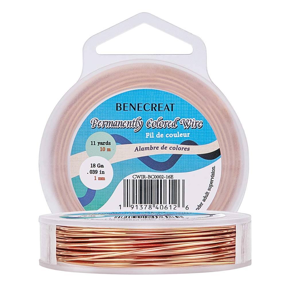 BENECREAT 18Gauge/1mm Bare Copper Wire with Oil Coated, Tarnish Resistant Copper Wire for Jewelry Craft Making, 33 Feet/10m