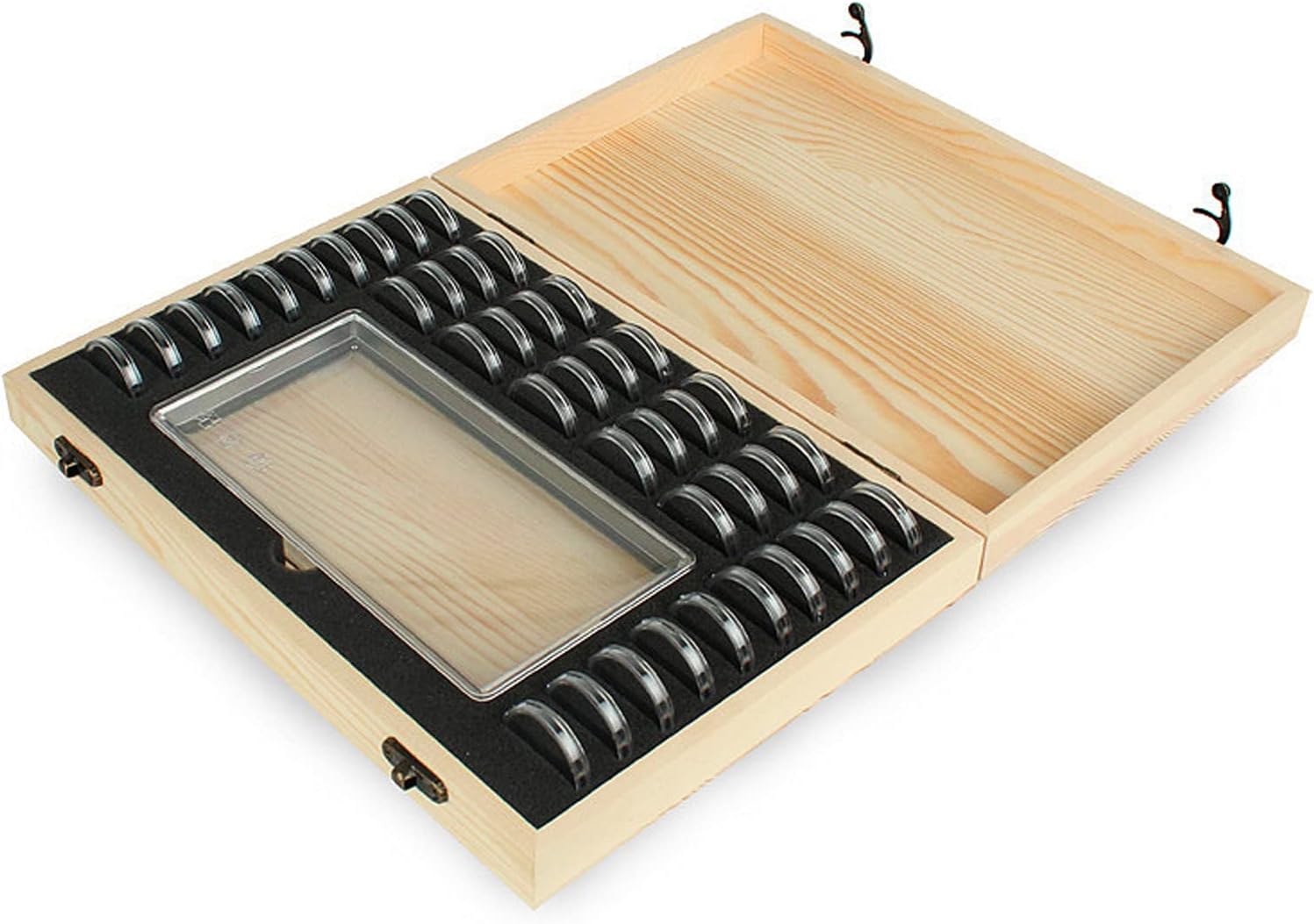 Wooden Coin Capsules Holder, Coin Storage Box Coin Collection Holder with Lock, Coin Collector Organizer Container Coin Display Commemorative Collection Case for 40 Coins and 100 Banknotes : Office Products