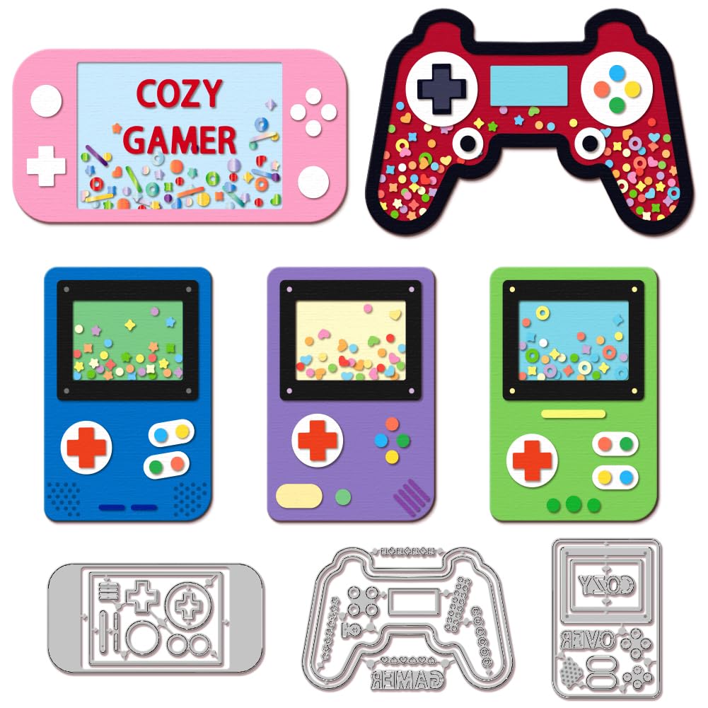 GLOBLELAND Game Machine Shaker Cutting Dies for Card Making Metal Die Cuts Game Machine Frame Cutting Dies Templates for Scrapbooking Journal Embossing Paper Craft Decor