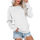 Ovanviso Womens Crewneck Sweatshirts with Pocket Trendy Fashion Pullover Loose Fit Long Sleeve Tops 2026