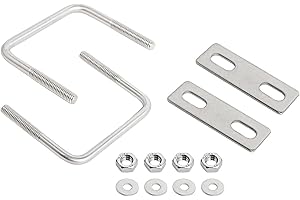 Aoje-Link Square U-Bolts 2.36"(60mm) Inner Width M6 Thread 304 Stainless Steel Silver with Plates Nuts Flat Washers for Car/RV/Trailer Bumper, 2Pcs