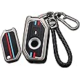 ontto Motorcycle Key Fob Cover Fit for BMW Metal Frame Car Key Case Soft Silicone Key Holder Double Protection for F750GS K1600B R1200GS LC 750GT F850 Accessories,Anti-scratched Key Shell Black