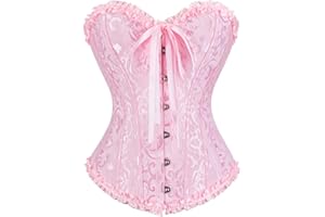 frawirshau Faux Leather Corsets for Women Lace up Boned Waist Cincher Bustier Lingerie Overbust Gothic Corset Top