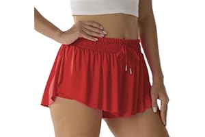 NEXSONIC Flowy Athletic Shorts for Women Running Tennis Butterfly Shorts Girls 2-in-1 Double Layer Quick-Drying Comfy Shorts