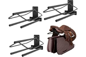 HDYEGIOU 4 Pack Wall Mounted Saddle Rack Stand with Pad Bar, Heavy Duty Stand for English, Western Saddles, Horses, Blanket
