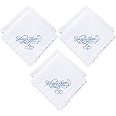 Embroidered Wedding Handkerchiefs Happy Tears Handkerchiefs with Scallop Lace Edges for Wedding Day Bride