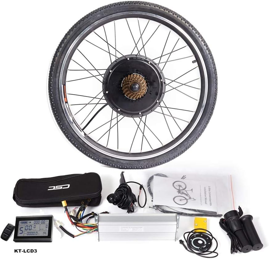 CSCbike MTB E-Bike Conversion Kit 36/48V Mountain Electric Bicycle Rear Wheel Conversion Parts with KT LCD3 Display Controller PAS Brake Lever