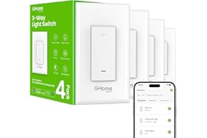 GHome Smart Switch, 3 Way Wi-Fi Light Switch Compatible with Alexa and Google Home, 2.4GHz Schedule Timer, Neutral Wire Required, 3-Way Installation, FCC Listed (4-Pack), White