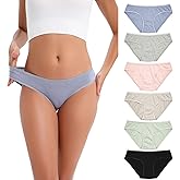 KNITLORD Womens Underwear Cotton Stretch Bikini Comfort Briefs Panties Soft Low Rise 6 Pack