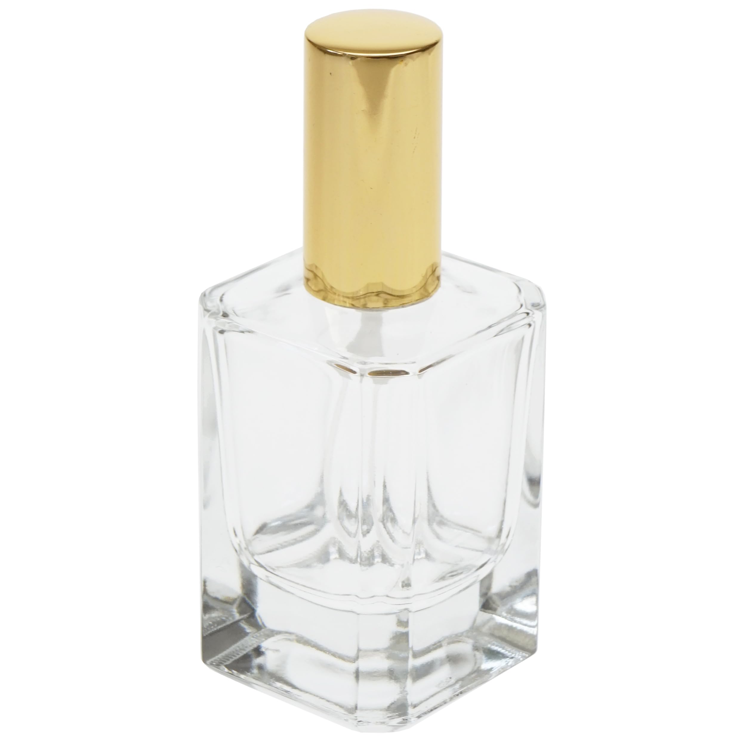 Fantasia 46194 Square Flacon with Spray Pump and Cap for 50 ml Gold