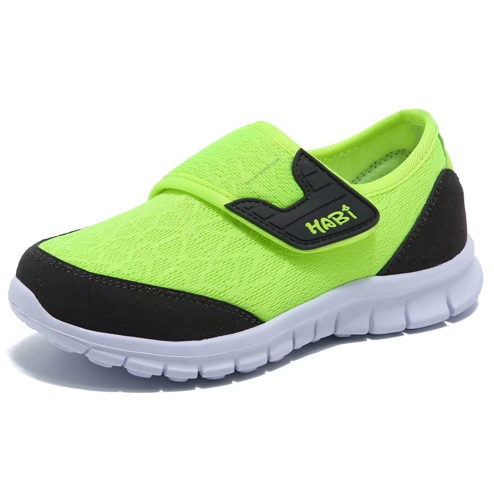 HOBIBEAR Boys Breathable Mesh Sneakers Lightweight Kids Casual Strap Running Shoes (3,Light Green)