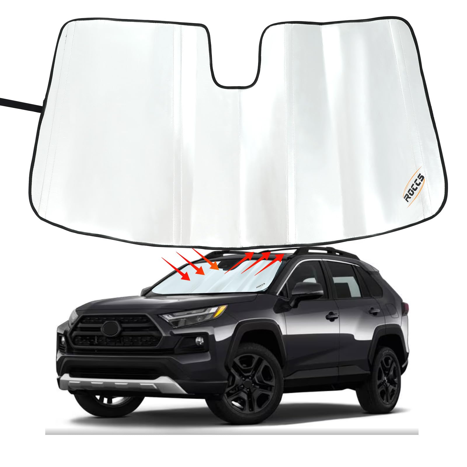 Photo 1 of (minor cut)
ROCCS ?Thickest Foldable Sun Shade Compatible with 2019-2025 Toyota RAV4 | Custom-Fit RAV4 Windshield Sunshade with Heat Shield, UV Protection & Reflective Cover