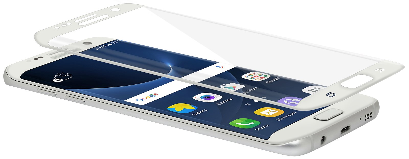 StilGut 3D Curved Tempered Glass Screen Protector Compatible with Samsung Galaxy S7 edge, Transparent with White Frame