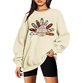 UNIQUEONE Thanksgiving Sweatshirt Women Turkey Tshirt: Gobble Til You Wobble Shirt Oversized Fall Graphic Pullover Top