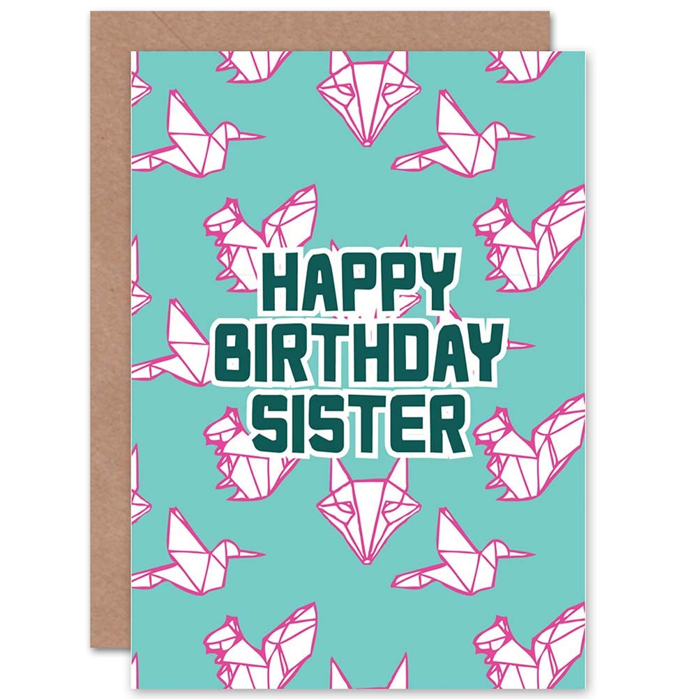 Wee Blue Coo CARD BIRTHDAY HAPPY SISTER ORIGAMI ANIMAL DESIGN GIFT