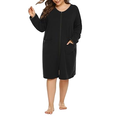 INVOLAND Women's Plus Size Zip-Front Robe with Kuwait Ubuy