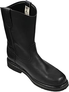black pull on work boots