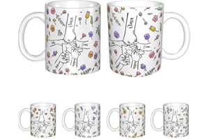 Personalized Mom Coffee Mug Custom 1-10 Kids Hands and Names Ceramic Cup You Hold Our Hands Mothers Day Mug Grandma Coffee Cu