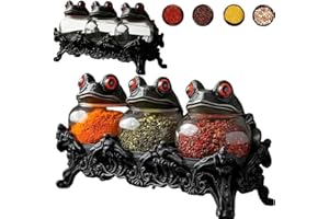 Witchy Frog Apothecary Spice Jars Set Of 3, Handcrafted Frog Spice Jar Set for Salt Pepper and Herbs,2026 Unique Vintage Jars