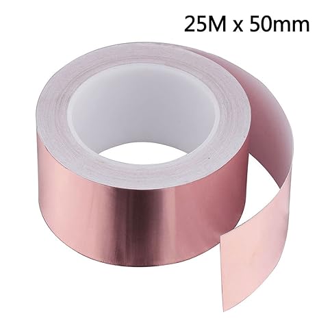 Dioxide Kupferband 50mmX25M EMI Kapton Tape Klebeband Selbstklebend Abschirmend Gegen Schnecken Kupferfolie Copper Foil Tape