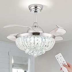 YPQXYHDA Dimmable Fandelier Crystal Ceiling Fan