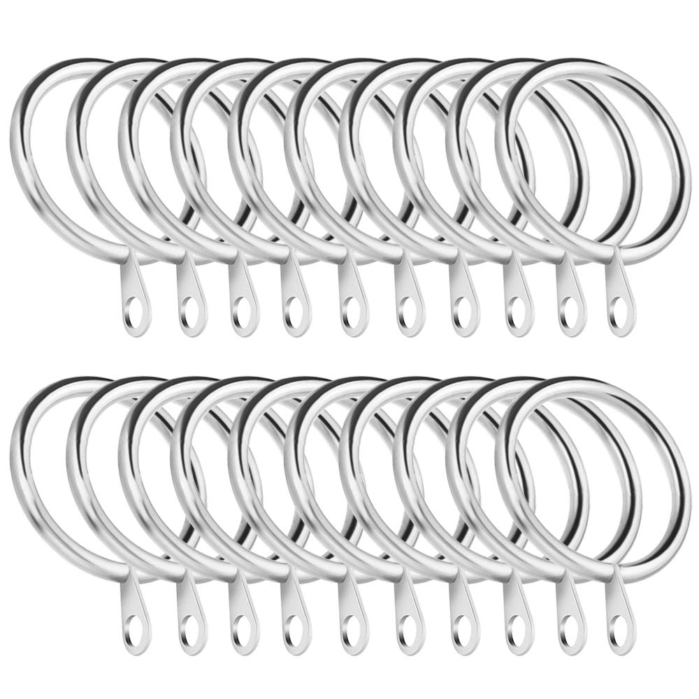 20pcs Metal Curtain Rings - 45mm Internal Diameter Decorative Rings with Fixed Eyelets, Silver