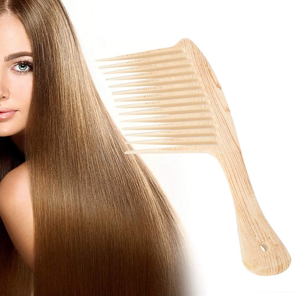 Wide-Tooth Wood-Grain Plastic Comb, Extra-Long Teeth Detangling Comb for Curly Hair, Oil-Resistant Design Tool for Men and Women