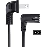 10FT TV Power Cable for LG TV 24" 28" 32" 40" 43" 48" 49" 50" 55" 60" 65" 75" 80" 85" Inch, 90 Degree Angled 18AWG 2-Prong to L-Shaped C7 Power Cord for LG 43LH570A 55UH6090 Frame Power Cord Cable