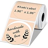 Phomemo Circle Thermal Sticker Label, Compatible with M110/M220/M150/M250/M120/M100/M200 Label Maker, Khaki Round Thermal Label, Size 1.96" x 1.96"