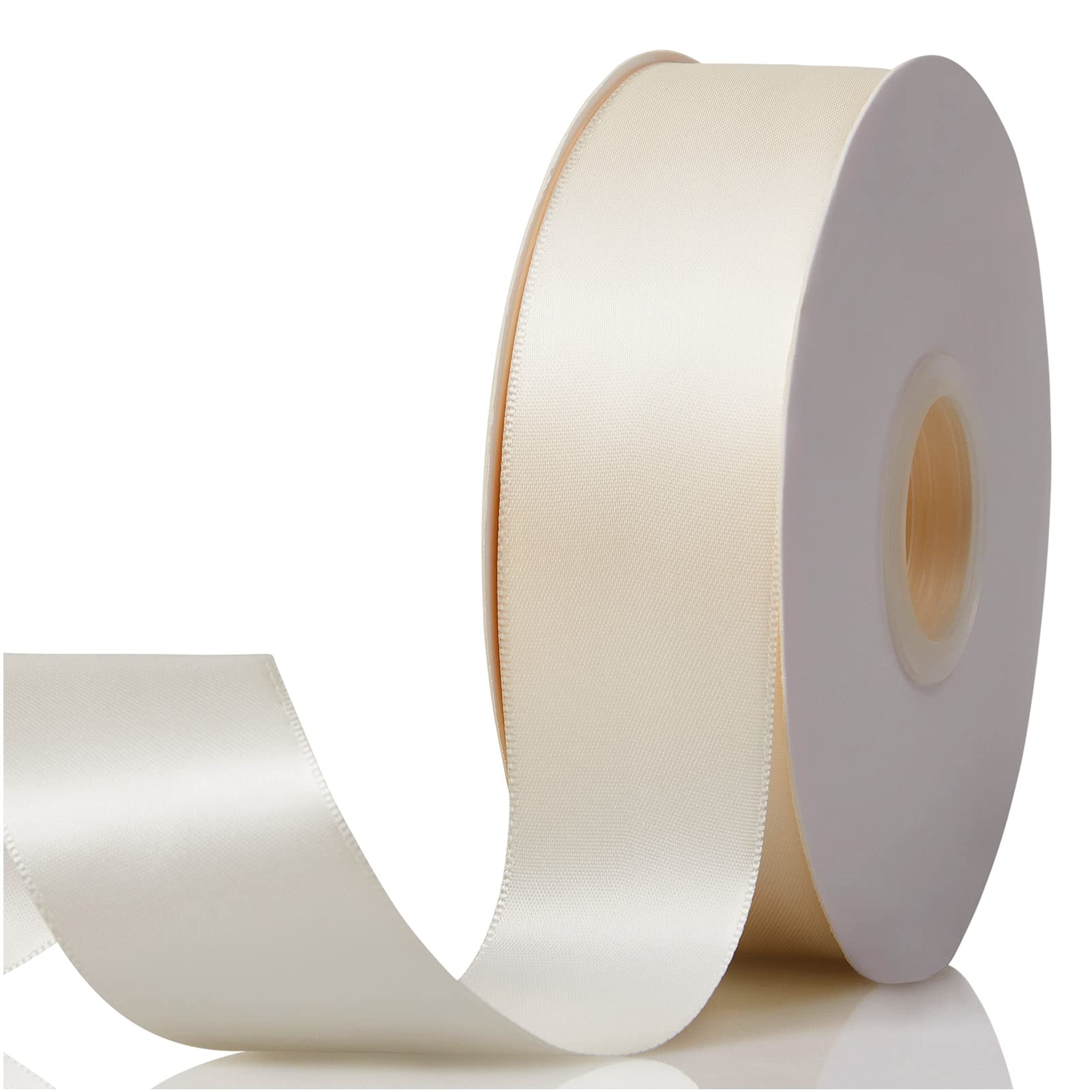 Photo 1 of 1-1/2"x50 Yards Ivory Double Faced Satin Ribbon,Solid Color High Density Fabric Ribbon Rolls,Great for Gift Wrapping,Sewing,Crafts,DIY Bows and Christmas,Wedding,Party Decoration
