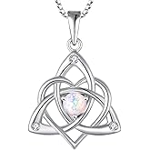 STARCHENIE Celtic Knot Necklace for Women 925 Sterling Silver Trinity Love Knot Pendant Birthstones Jewelry