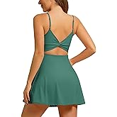ABOCIW Womens Tennis Dress Sleeveless Backless Athletic Dress with Built-in Bra & Shorts Exercise Workout Golf Dresses