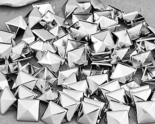 Vikeva 100 Silver 10mm Pyramid Studs Spots Punk Nailheads Spikes for Bag Shoes Bracelet