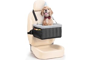NOVOLAB Leather Dog Car Seat for Small Dogs Under 20lbs, Dog Booster Seat with Metal Frame Construction Double-Layer Oxford P