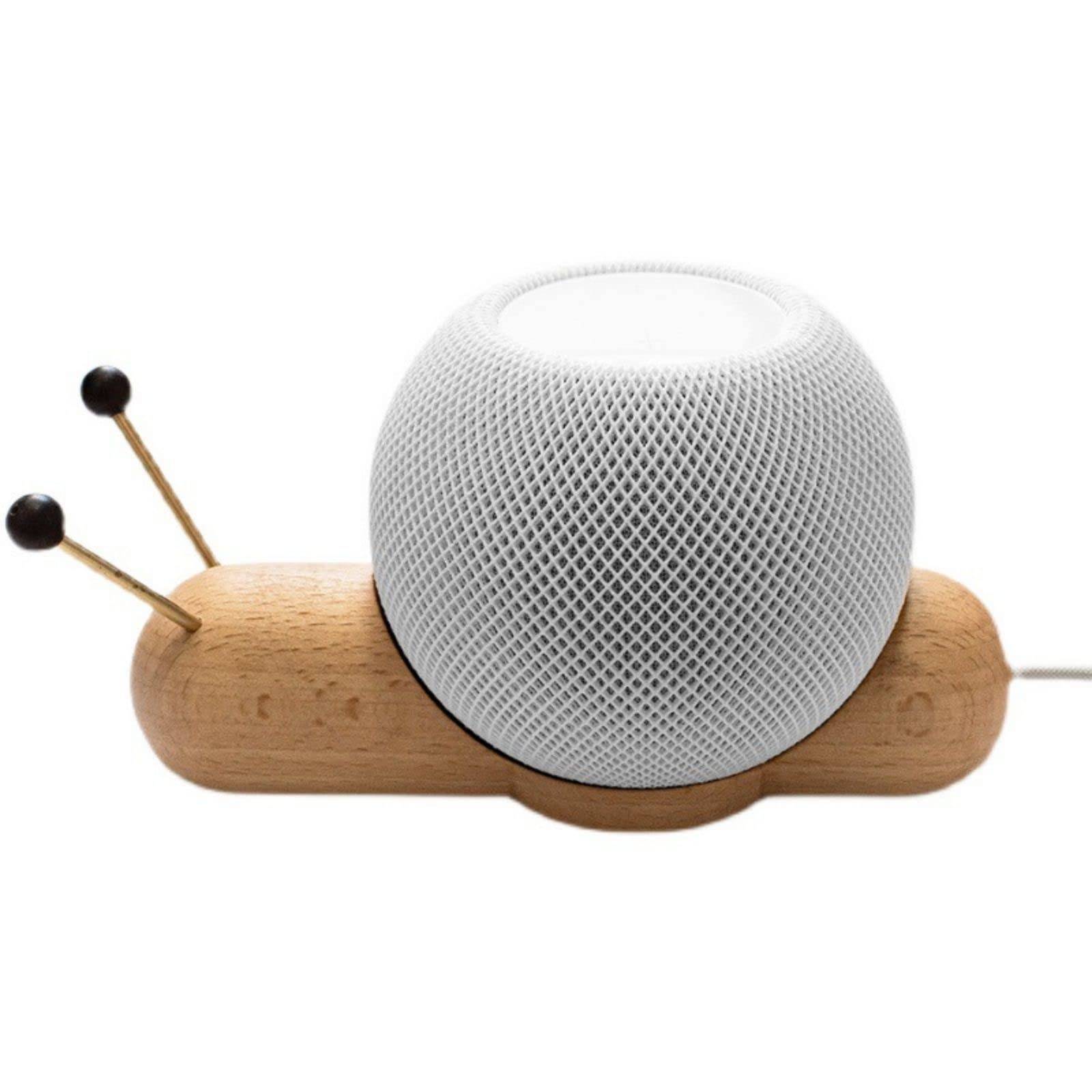 Cute Stand for Homepod Mini Real Wood Stable Non-slip Smart Desktop Holder for Home pod Mini Speaker (Khaki)