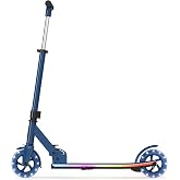 Jetson Jupiter Kids 2-Wheel Light-Up Kick Scooter, LED Lights on Handlebar, Stem, Wheels &amp; Deck, Adjustable Handlebar, Rear Brake, Easy-Folding Mechanism, Ages 5+