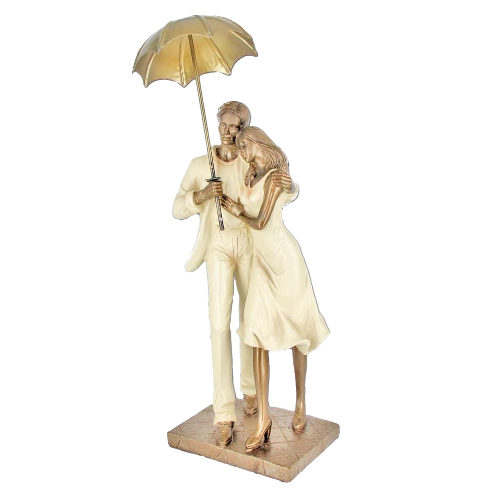 CARMANI - Romantic Couple with Umbrella Ceramic Figurine - 40 cm