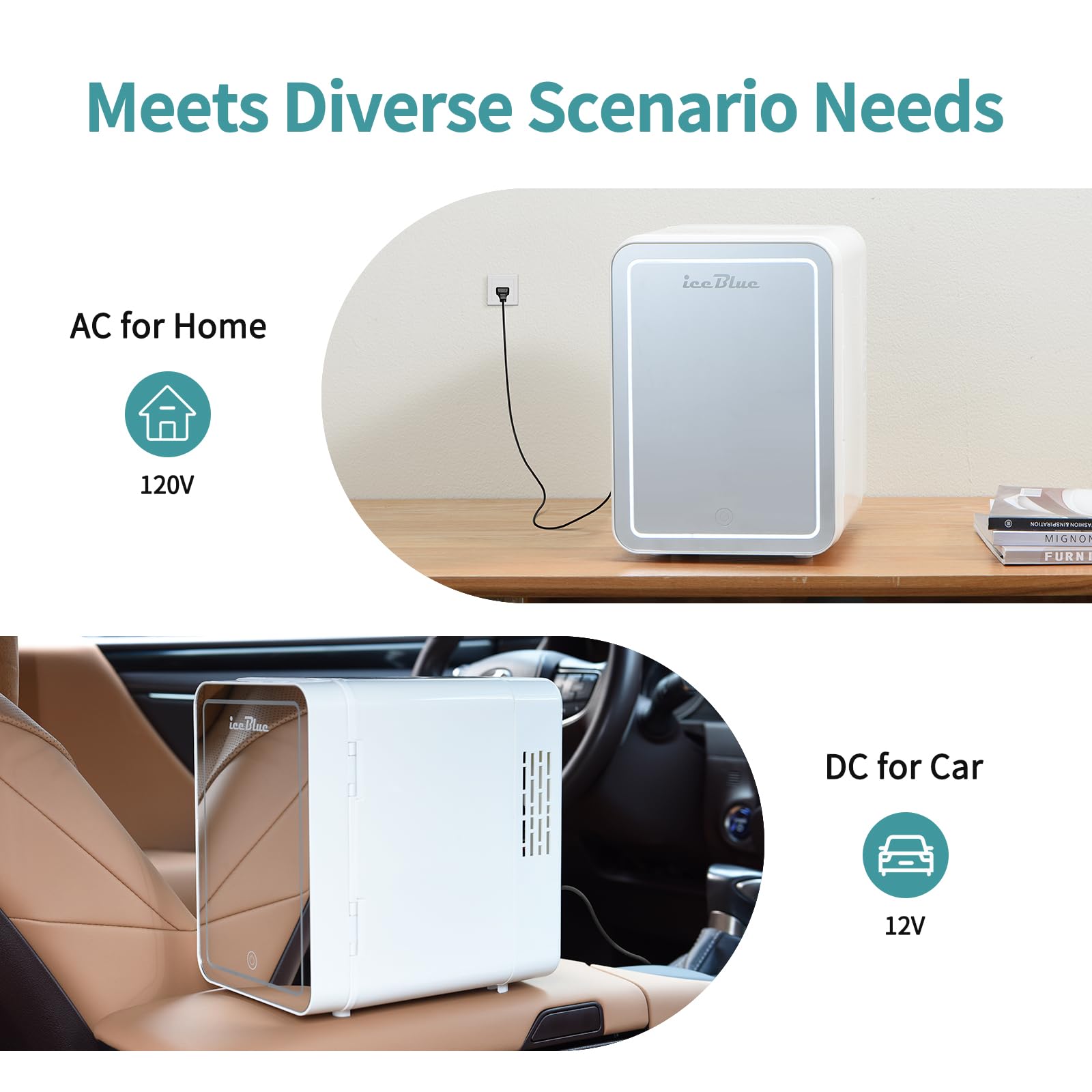 Iceblue Skincare Fridge with Dimmable LED Light Mirror, 4L Compact Small Fridge for Bedroom, Car, Office & Dorm, Mini skincare fridge for Beauty Essentials & Beverages(White) - Image 5