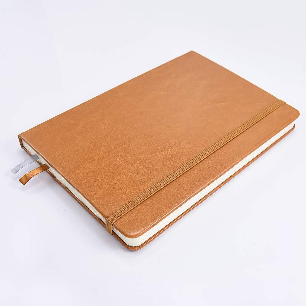 Guissi Classic Dotted Grid Bullet Notebook Journal Dot Hard Cover A5 Premium 80gsm Thick Acid-Free Paper with Fine Inner Pocket Faux Leather Office School Supplies 144 Pages Desgned in Florence - Image 3