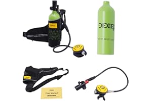 DRRSBRP Mini Scuba Tank, 1L Refillable Oxygen Cylinder, 15-20 Minutes Portable Diving Tank, 5.51lbs Lightweight Underwater Breathing Bottle for Backup Training Rescue Exploration