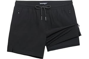 maamgic Mens Swim Trunks with Compression Liner 5 Inch Inseam Quick Dry Board Shorts with Zipper Pockets Swimming Shorts