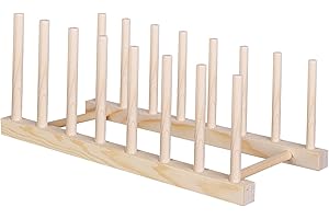 Youdaju 1 Pack Stained Glass Organizer Wooden Dish Plate Rack Wooden Dish Plate Stand Stained Glass Holder Space Saving Wooden Drying Rack Baby Bottle Drying Rack, 8 Slots Organizer