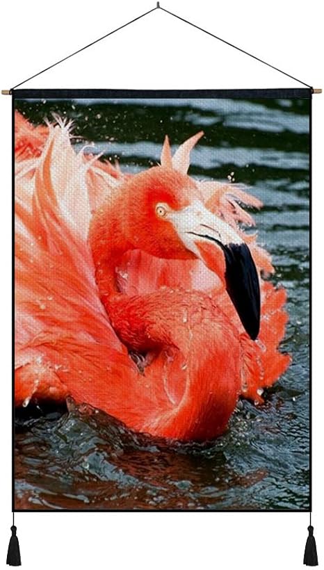 Amazon Co Jp 60cmx80cm 綿の麻 タペストリー 多機能 掛け軸 掛け物 フラミンゴ羽湖川水泳 個性 掛け軸 掛け物 掛けじく ポスター インテリア 組立式 部屋飾り壁 壁飾り ホーム キッチン