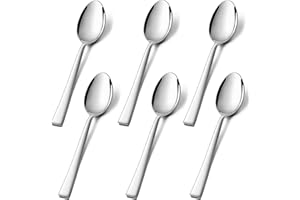 tiokin Teaspoons Set of 6, Stainless Steel Coffee Spoons, Dessert Spoons, Espresso Spoons, Small Spoons with Square Handles f