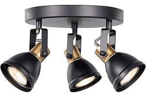 CRAFTRONOS 3 Light Track Lighting Kit, Matte Black Brass Finish with Modern Directional Round Ceiling Spotlight Fixture for Kitchen,Bedroom,Living Room,Home Improvement