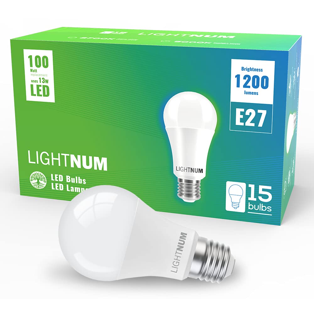 E27 Led Bulb Warm White, A60 13W LED Screw in Bulbs, Equivalent 100W Incandescent, 1200LM E27 Screw Bulbs Warm White 2700K, No Dimmable